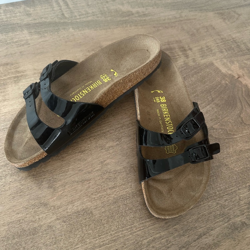 Birkenstock Black Glossy Sandals